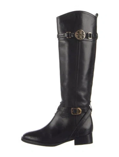 Pre-owned Tory Burch Leather Riding Boots In Blue