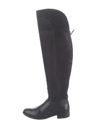 Pre-owned Tory Burch Leather Riding Boots In Blue