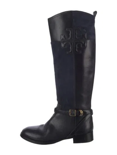 Pre-owned Tory Burch Leather Riding Boots In Blue