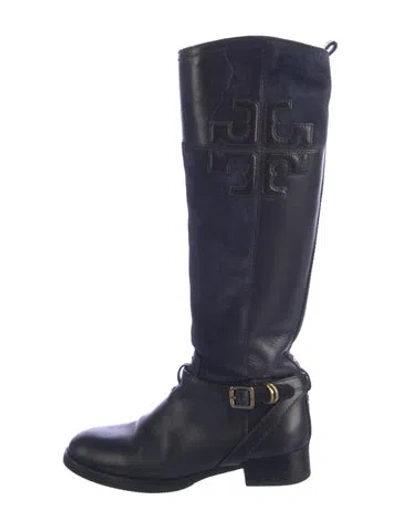 Pre-owned Tory Burch Leather Riding Boots In Blue