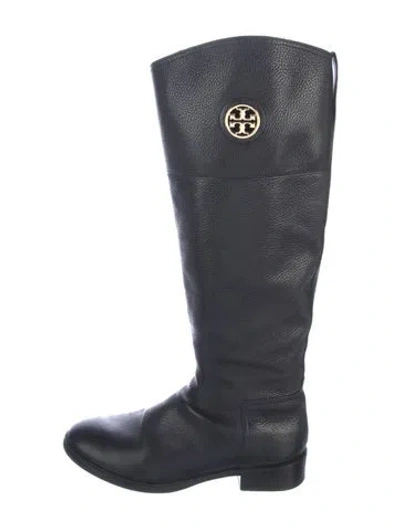 Pre-owned Tory Burch Leather Riding Boots In Blue