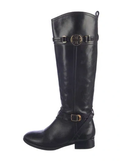 Pre-owned Tory Burch Leather Riding Boots In Blue