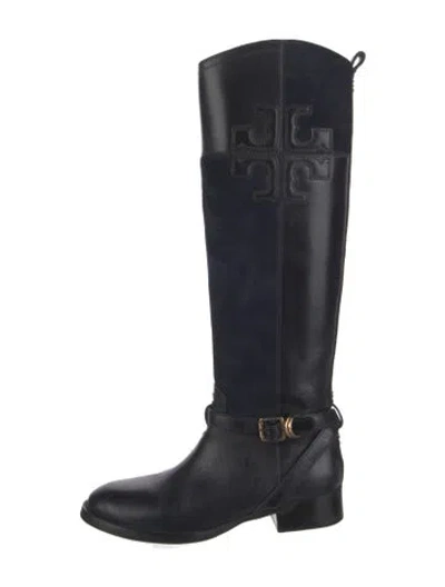 Pre-owned Tory Burch Leather Riding Boots In Blue
