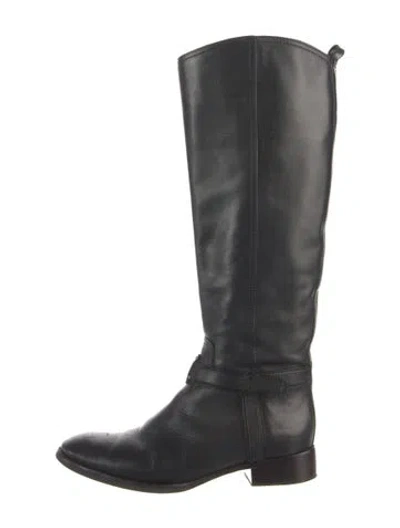 Pre-owned Tory Burch Leather Riding Boots In Blue