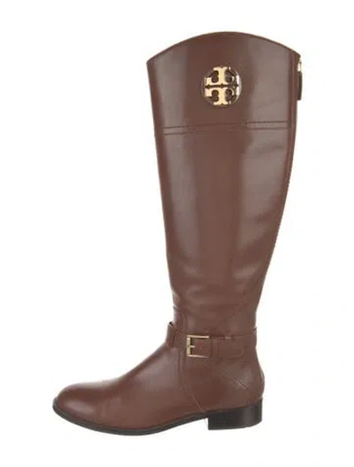 Pre-owned Tory Burch Leather Riding Boots In Brown