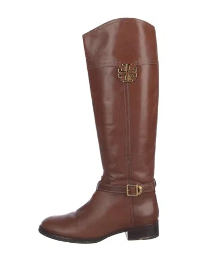 Pre-owned Tory Burch Leather Riding Boots In Brown