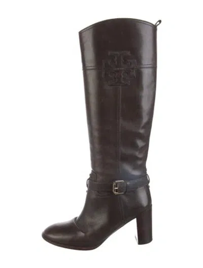 Pre-owned Tory Burch Leather Riding Boots In Brown