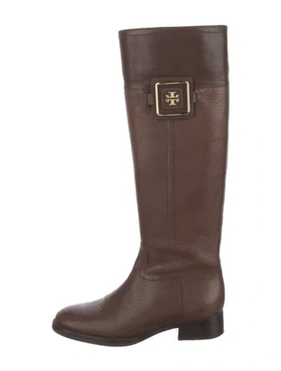 Pre-owned Tory Burch Leather Riding Boots In Brown