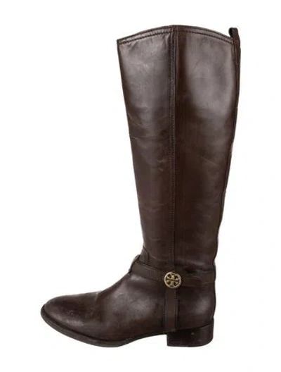 Pre-owned Tory Burch Leather Riding Boots In Brown