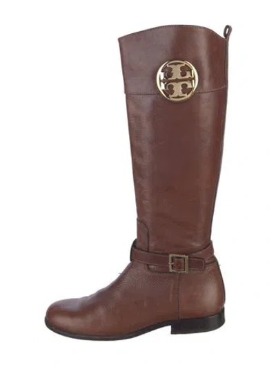 Pre-owned Tory Burch Leather Riding Boots In Brown