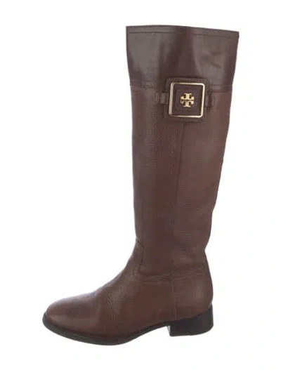 Pre-owned Tory Burch Leather Riding Boots In Brown