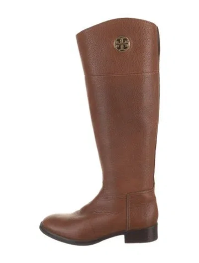 Pre-owned Tory Burch Leather Riding Boots In Brown