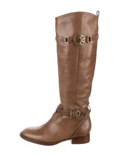 Pre-owned Tory Burch Leather Riding Boots In Brown