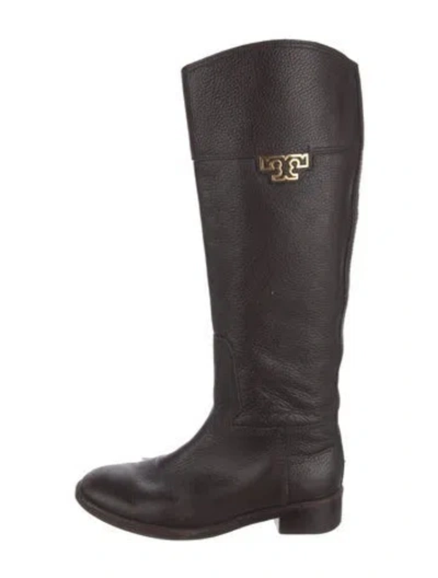 Pre-owned Tory Burch Leather Riding Boots In Brown
