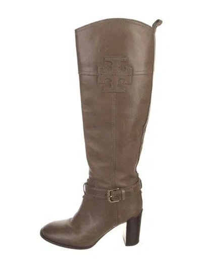 Pre-owned Tory Burch Leather Riding Boots In Brown