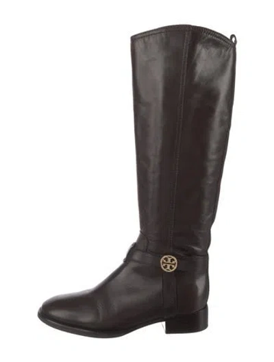 Pre-owned Tory Burch Leather Riding Boots In Brown