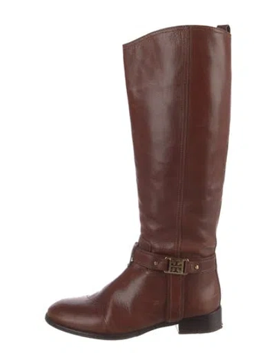 Pre-owned Tory Burch Leather Riding Boots In Brown