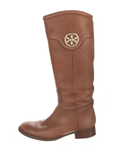 Pre-owned Tory Burch Leather Riding Boots In Brown