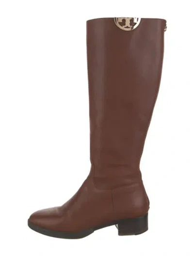 Pre-owned Tory Burch Leather Riding Boots In Brown