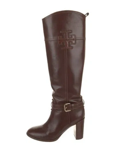 Pre-owned Tory Burch Leather Riding Boots In Brown