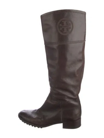 Pre-owned Tory Burch Leather Riding Boots In Brown