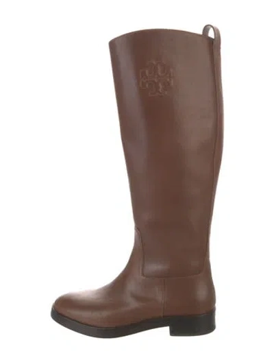 Pre-owned Tory Burch Leather Riding Boots In Brown