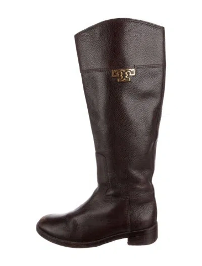 Pre-owned Tory Burch Leather Riding Boots In Brown