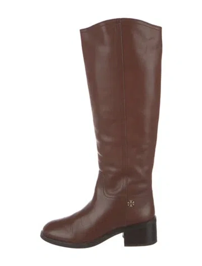 Pre-owned Tory Burch Leather Riding Boots In Brown