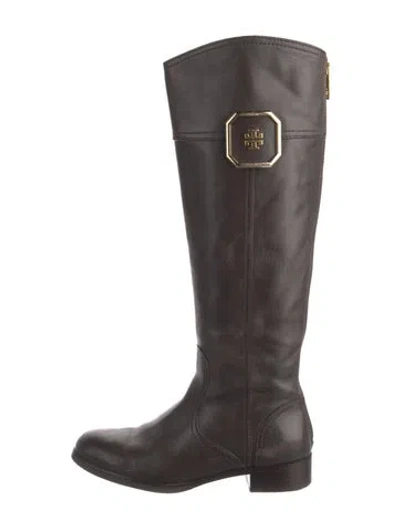 Pre-owned Tory Burch Leather Riding Boots In Brown