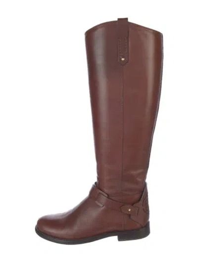 Pre-owned Tory Burch Leather Riding Boots In Brown
