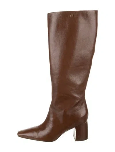 Pre-owned Tory Burch Leather Riding Boots In Brown