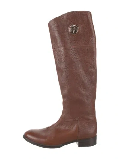 Pre-owned Tory Burch Leather Riding Boots In Brown