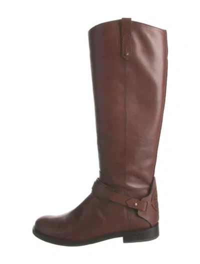 Pre-owned Tory Burch Leather Riding Boots In Brown