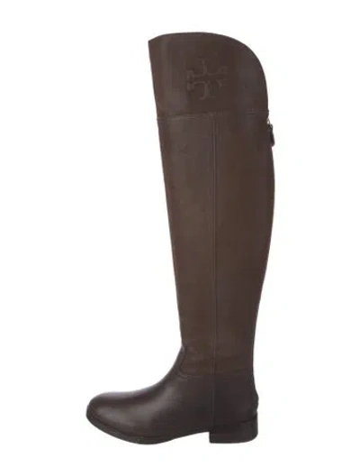 Pre-owned Tory Burch Leather Riding Boots In Brown