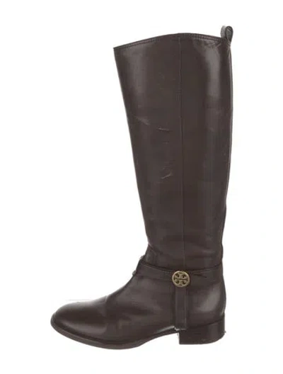 Pre-owned Tory Burch Leather Riding Boots In Brown