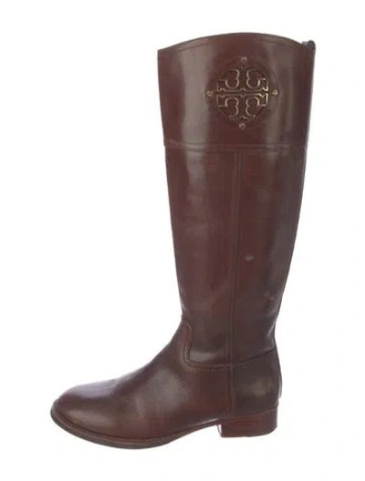 Pre-owned Tory Burch Leather Riding Boots In Brown