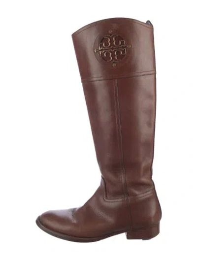 Pre-owned Tory Burch Leather Riding Boots In Brown