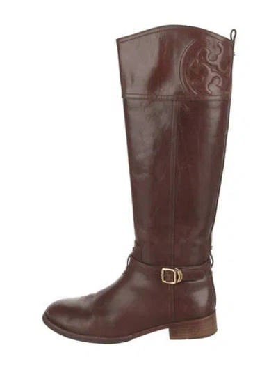 Pre-owned Tory Burch Leather Riding Boots In Brown