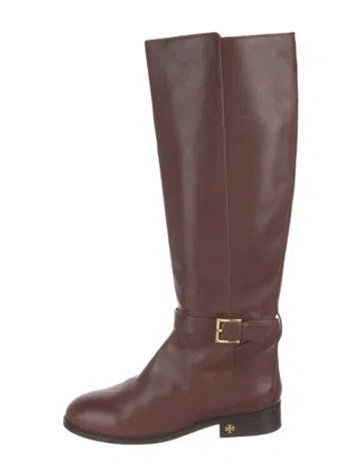 Pre-owned Tory Burch Leather Riding Boots In Brown