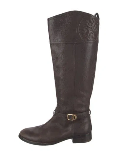 Pre-owned Tory Burch Leather Riding Boots In Brown