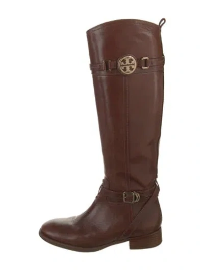 Pre-owned Tory Burch Leather Riding Boots In Brown