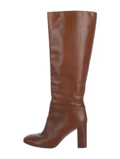 Pre-owned Tory Burch Leather Riding Boots In Brown