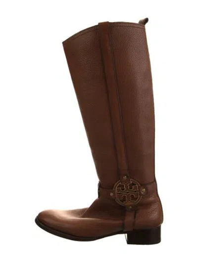 Pre-owned Tory Burch Leather Riding Boots In Brown