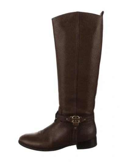 Pre-owned Tory Burch Leather Riding Boots In Brown