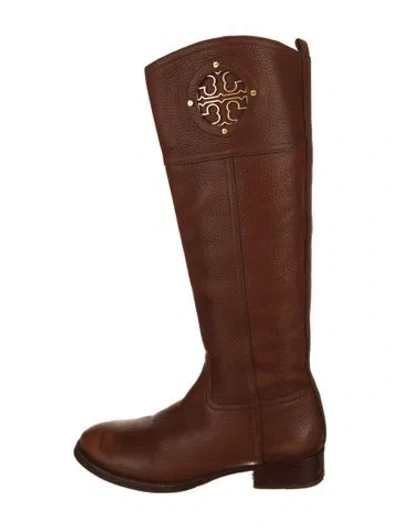 Pre-owned Tory Burch Leather Riding Boots In Brown