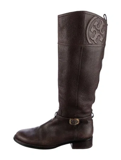 Pre-owned Tory Burch Leather Riding Boots In Brown