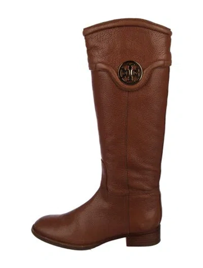 Pre-owned Tory Burch Leather Riding Boots In Brown