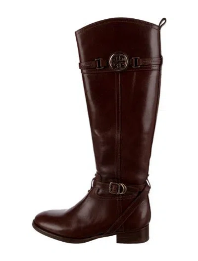 Pre-owned Tory Burch Leather Riding Boots In Brown