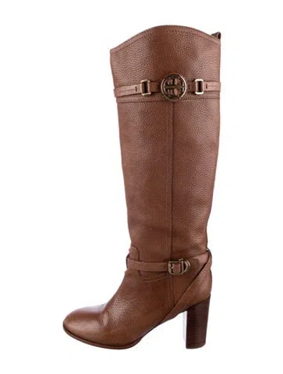 Pre-owned Tory Burch Leather Riding Boots In Brown