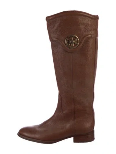 Pre-owned Tory Burch Leather Riding Boots In Brown